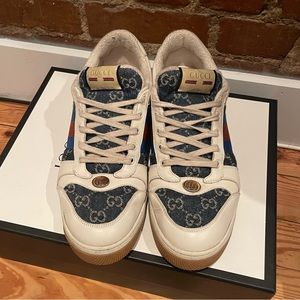 Gucci Blue and White Retro-Inspired Sneakers